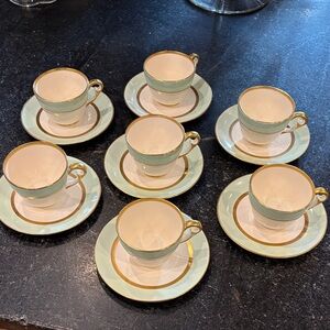 Pope Gosser Demitasse Gold-Trimmed Teacup Set